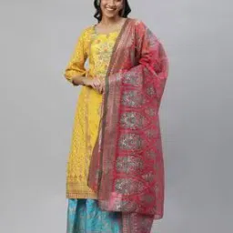 aurelia Women Floral Print Organza Dupatta-picture-28