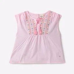 Sustainable Embroidered Top with Neck Tie-Up-image-3