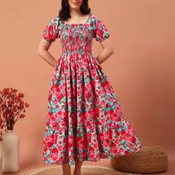 zwerlon x ag Women Floral Print Square-Neck Tiered Dress-picture-35
