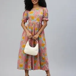 swishchick Women Floral Print Fit & Flare Dress-picture-18