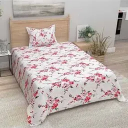bombay spreads Floral Print Cotton Single Bedsheet with Pillow Cover-picture-47