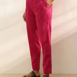 fabindia Women Regular Fit Pants with Insert Pockets-picture-18