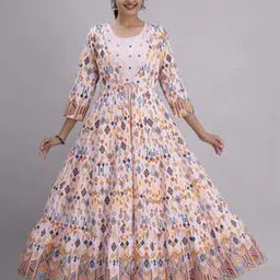 Women Ikat Print Fit & Flare Dress-image-51