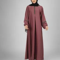 ovais abaya collection Women 2-Piece Burqa A-Line Dress with Lace Detail-picture-34