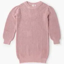 Girls Round-Neck Sweater Dress with Ribbed Hem-image-27