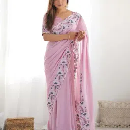 satrani Women Traditional Saree with Blouse Piece image 1