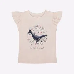 mothercare Graphic Print T-shirt with Flutter Sleeves-picture-48