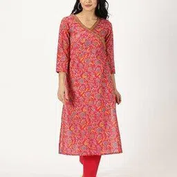 saffron threads Women Floral Print Straight Kurta-picture-12