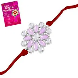om jewells Stone-Studded Tie-Up Rakhi with Greeting Card-picture-13
