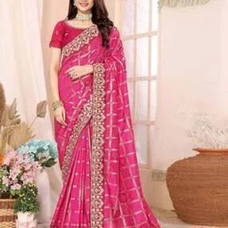 peachmode Women Floral Woven Banarasi Saree with Contrast Border-picture-40