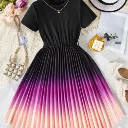 white world Girls Printed Fit & Flare Dress image 1