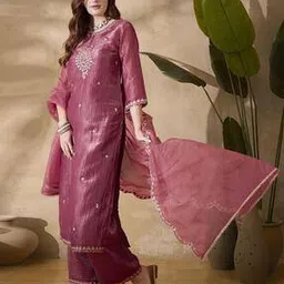 kvs fab Women Embroidered Straight Kurta Set with Dupatta-picture-15