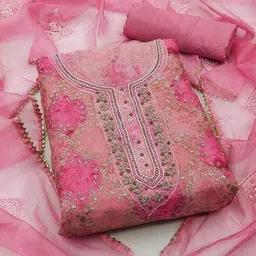 svaraa Women Embroidered 3-Piece Unstitched Dress Material image 1