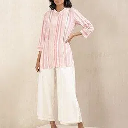 ritu kumar Striped Straight Kurti with Band Collar-picture-20
