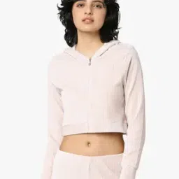 only Ribbed Zip-Front Cropped Hoodie-picture-44