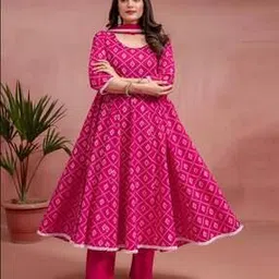 kasya Women Bandhini Print Anarkali Kurta Set-picture-39