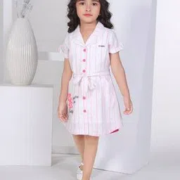 peppermint Girls Striped A-line Dress with Belt-picture-42