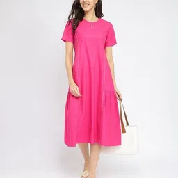 pink fort Women Round-Neck A-Line Dress image 1