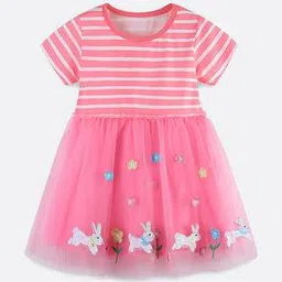 oh rare  Girls Cotton Stripes Print A-Line Dress-picture-12