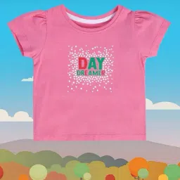 mini klub Girls Typographic Print Round-Neck Cotton Top image 1