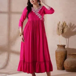 globus Women Embroidered Scalloped Neck Dress image 1