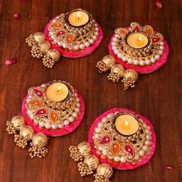 aapno rajasthan Set of 4 Rajasthani Handcrafted Festival Tea Lights-picture-32