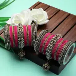 leshya Set of 2 Stone-Studded & Jhumkas Bangles-picture-21