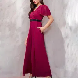 life with pockets Women V-Neck Long Jumpsuit image 1