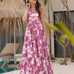 canibani Women Floral Printed Gown Dress-picture-35