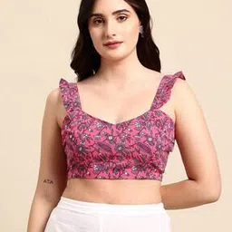 molcha by babita singh Women Cotton Floral Back Open Blouse-picture-20