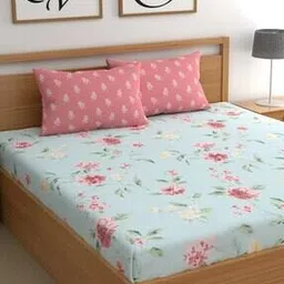 chhavi india Microfiber Double Size Fitted Bedsheet With Pillow Covers-picture-16