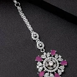 yellow chimes Silver-Plated Stone-Studded Maang Tikka-picture-13