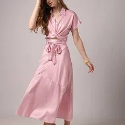 Striped Skirt with Waist Tie-Up-image-0