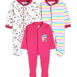 mm impex Pack of 3 Striped Rompers with Button Closure image 1