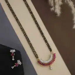 atibelle Women Gold-Plated Stone-Studded Mangalsutra with Earrings-picture-31