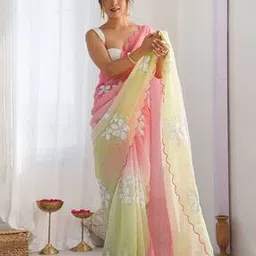 ri-wah Women Embellished Design Sequins Chiffon Saree-picture-21