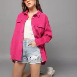 Women Relaxed Fit Corduroy Jacket-image-39