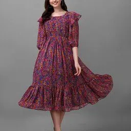 leia Women Floral Print Fit & Flare Dress-picture-24