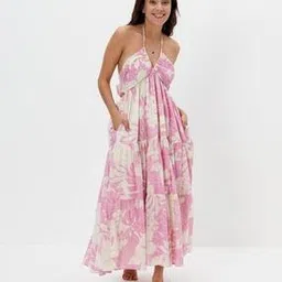 american eagle Tropical Print Fit & Flare Dress with Insert Pockets-picture-53