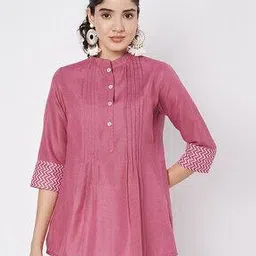 Women Mandarin-Collar A-Line Tunic-image-29