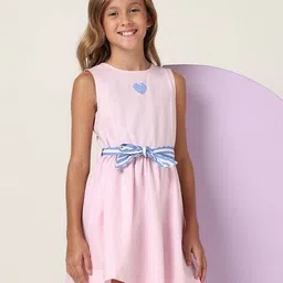 u.s. polo assn. Girls Graphic Print Cotton Fit & Flare Dress image 1