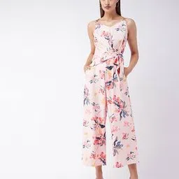 miss chase Floral Print V-neck Jumpsuit with Insert Pockets-picture-13