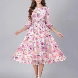 keri perry Floral Print Fit & Flare Dress-picture-48
