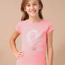 u.s. polo assn. Girls Graphic Print Regular Fit Round-Neck T-Shirt-picture-26