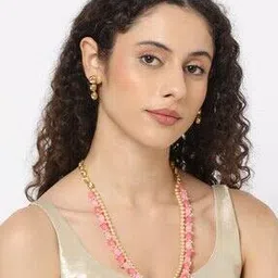 matchitt Gold Plated Pearl-Beaded Brass Temple Jewellery Set - NK4162-picture-38