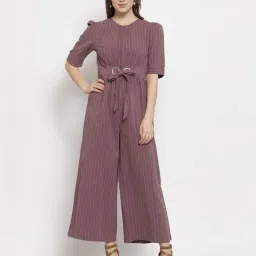 gipsy Striped Jumpsuit with Waist Tie-Up image 1