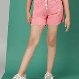 tales & stories Girls Regular Fit Flat-Front Shorts with Frayed Hem-picture-13