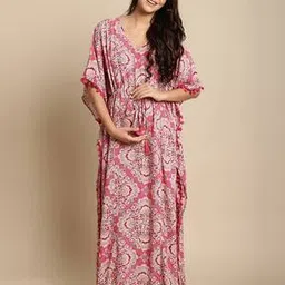 secret wish Floral Print V-Neck Kaftan-picture-23