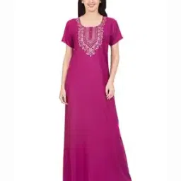 sand dune Women Embroidered Round-Neck Nightie-picture-12