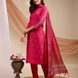 pitris Women Embroidered Straight Kurta with Pants & Dupatta-picture-12